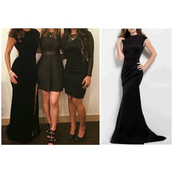 NWT Jovani Open Back Velvet High Slit Maxi Trumpet Gown Dress Women’s 4 - Picture 5 of 13